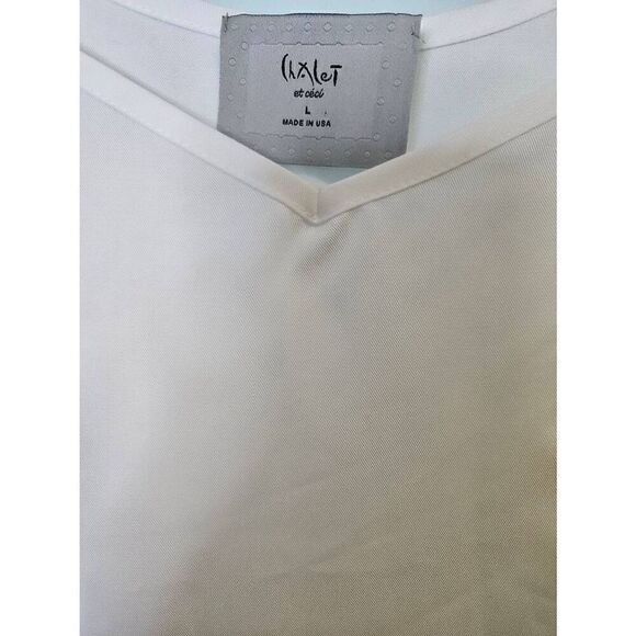 Chalet white long tank slip style top. M/L. - Picture 2 of 5